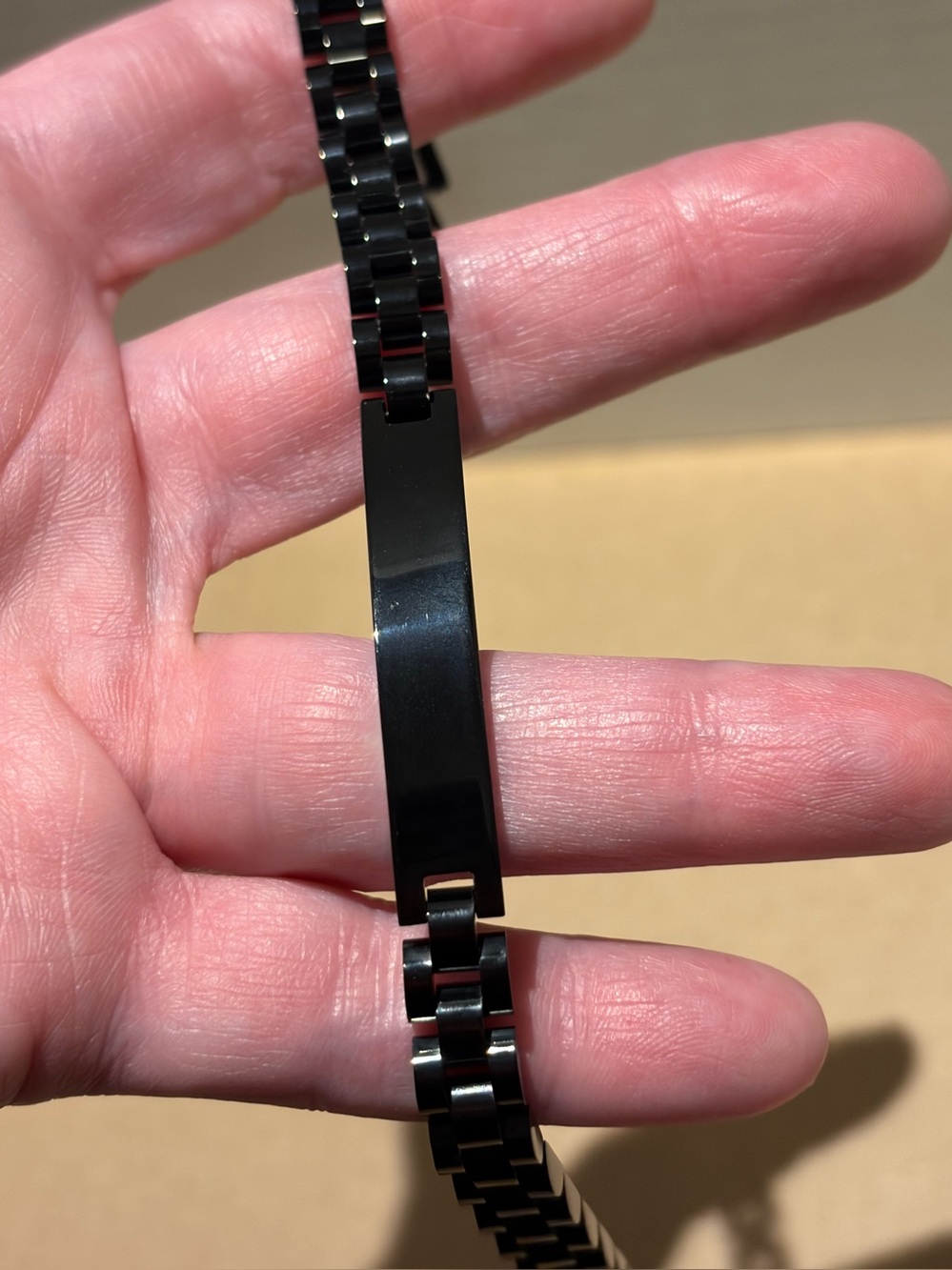 Black Stainless Steel watch-band style ID
Engrave able Bracelet